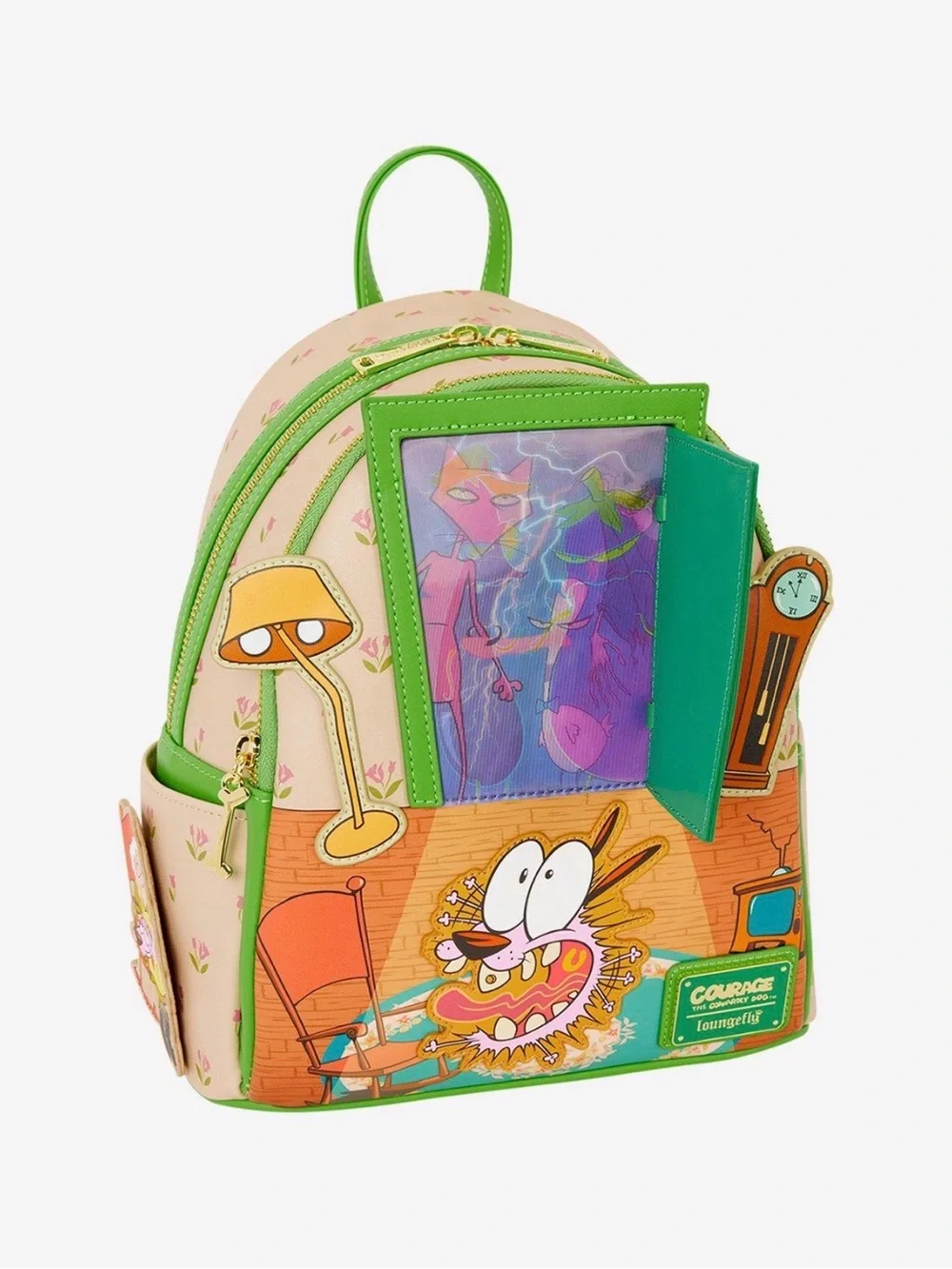 New Loungefly Courage the Cowardly Dog Lenticular Door Mini Backpack